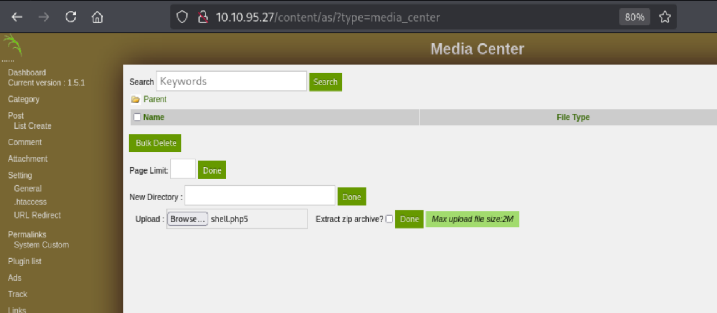 Media Center Upload Page